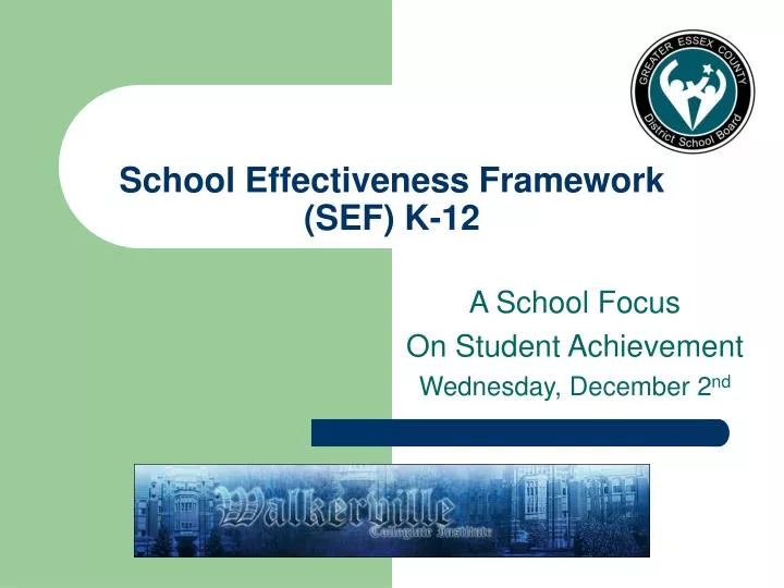 school effectiveness framework sef k 12