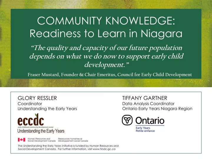 community knowledge readiness to learn in niagara