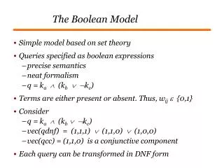 The Boolean Model