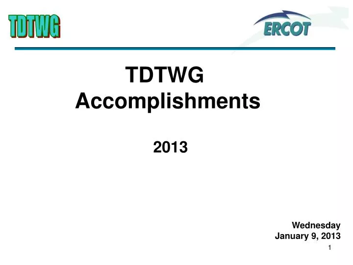 tdtwg accomplishments