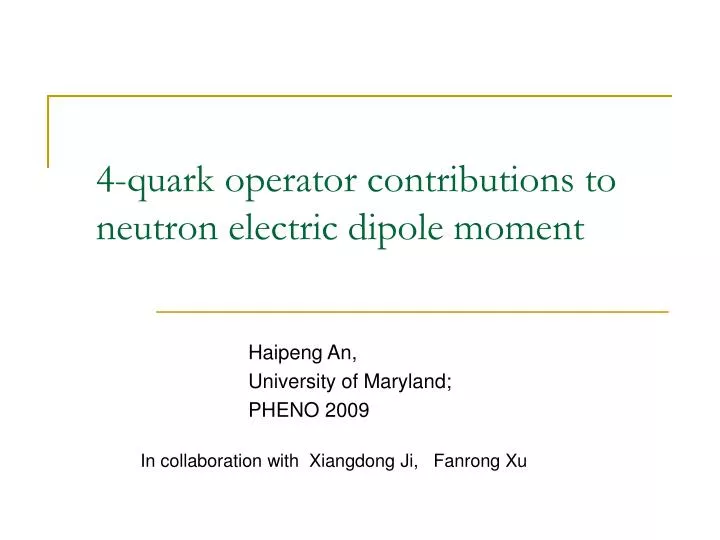 4 quark operator contributions to neutron electric dipole moment