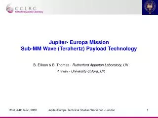 Jupiter- Europa Mission Sub-MM Wave (Terahertz) Payload Technology