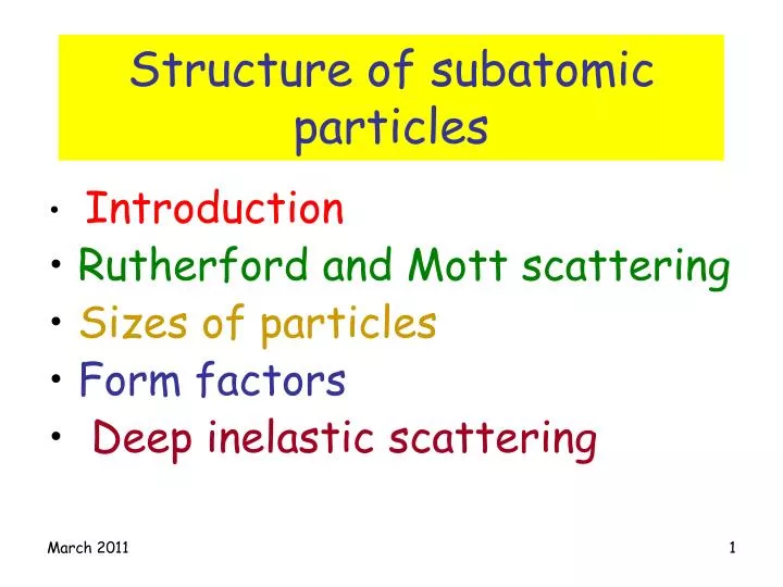 structure of subatomic particles