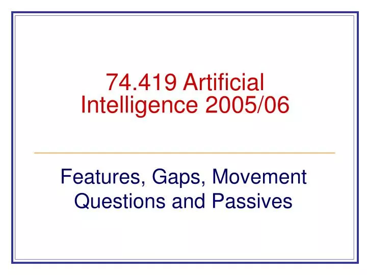 74 419 artificial intelligence 2005 06