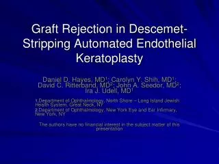Graft Rejection in Descemet-Stripping Automated Endothelial Keratoplasty