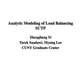 Analytic Modeling of Load Balancing SCTP