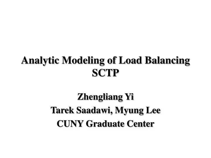 analytic modeling of load balancing sctp