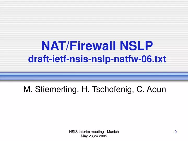 nat firewall nslp draft ietf nsis nslp natfw 06 txt
