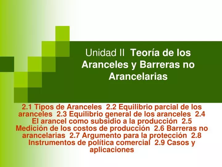 unidad ii teor a de los aranceles y barreras no arancelarias