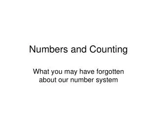 Numbers and Counting