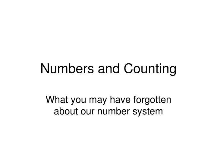 numbers and counting