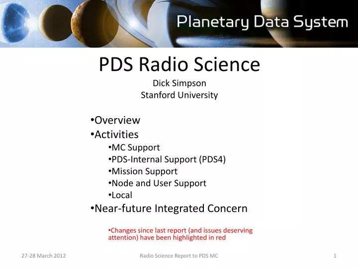 pds radio science dick simpson stanford university