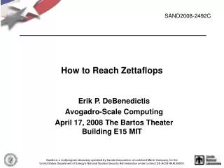 How to Reach Zettaflops