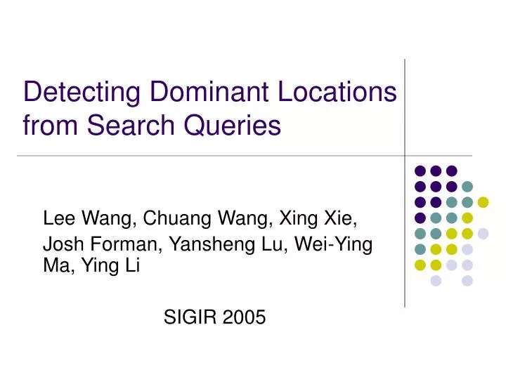 detecting dominant locations from search queries