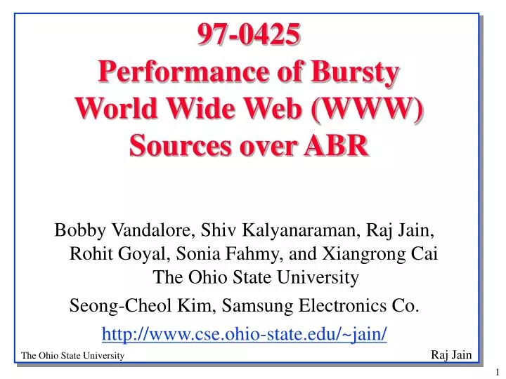 97 0425 performance of bursty world wide web www sources over abr