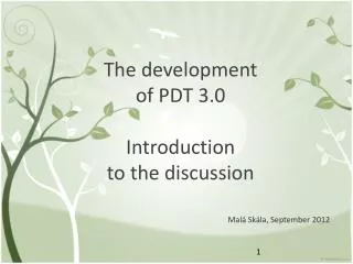 The development of PDT 3.0 Introduction to the discussion