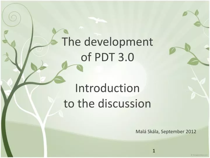the development of pdt 3 0 introduction to the discussion