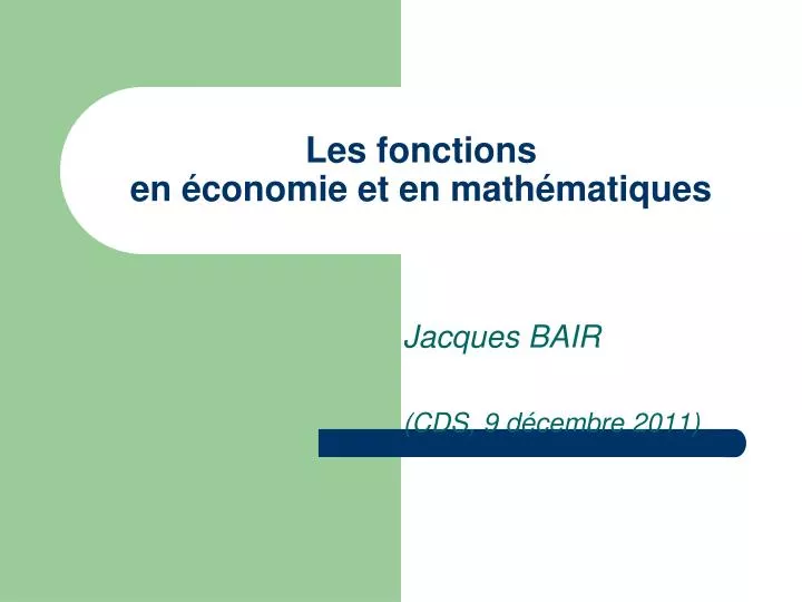 les fonctions en conomie et en math matiques