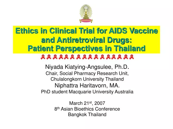 ethics in clinical trial for aids vaccine and antiretroviral drugs patient perspectives in thailand