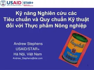 k n ng nghi n c u c c ti u chu n v quy chu n k thu t i v i th c ph m n ng nghi p