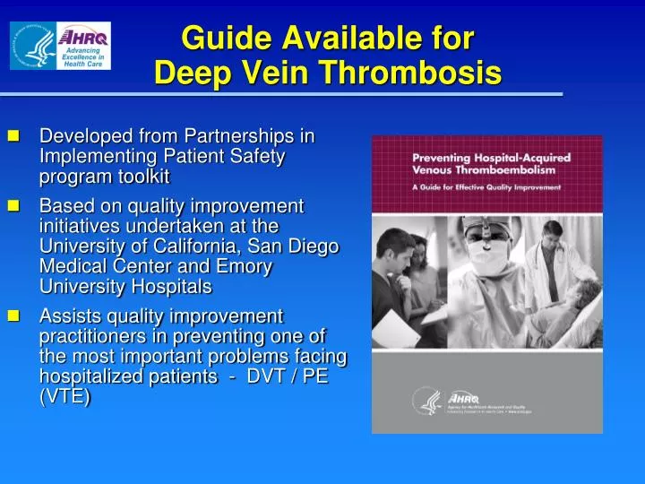 guide available for deep vein thrombosis