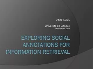 david coll universit de gen ve 19 novembre 2008