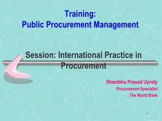 Training: Public Procurement Management