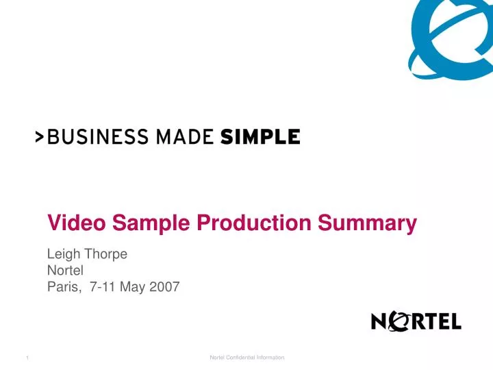 video sample production summary