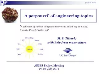 A potpourri * of engineering topics