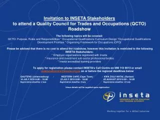 Invitation to INSETA Stakeholders