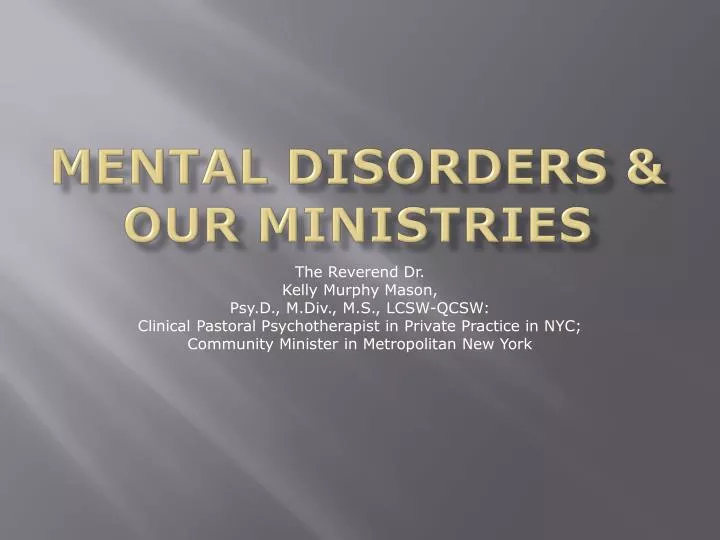 mental disorders our ministries