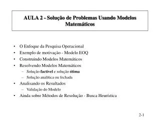 aula 2 solu o de problemas usando modelos matem ticos