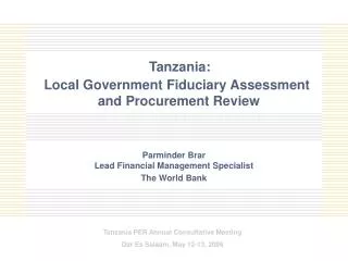 Tanzania: Local Government Fiduciary Assessment and Procurement Review