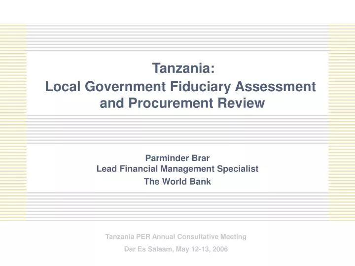 tanzania local government fiduciary assessment and procurement review