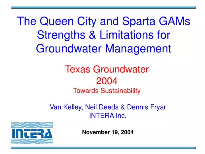the queen city and sparta gams strengths limitations for groundwater management
