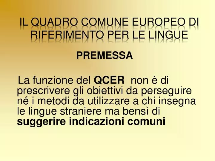 il quadro comune europeo di riferimento per le lingue