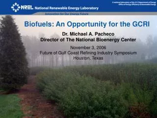 Biofuels: An Opportunity for the GCRI