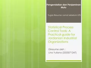 statistical process control tools a practical guide for jordanian industrial organizations