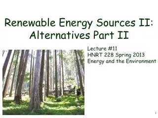 Renewable Energy Sources II: Alternatives Part II