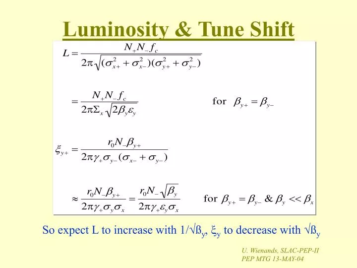 luminosity tune shift