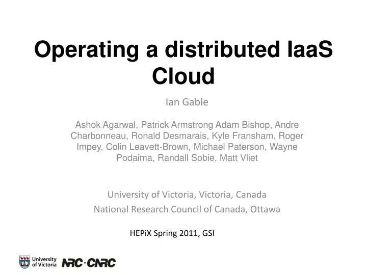 operating a distributed iaas cloud