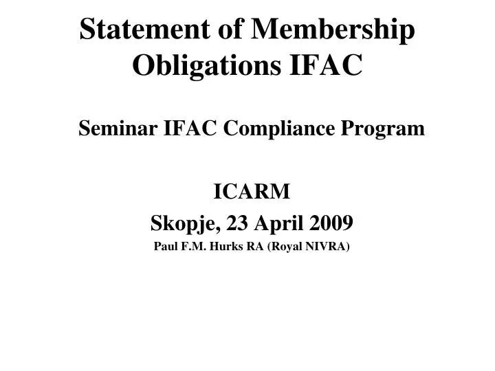 statement of membership obligations ifac