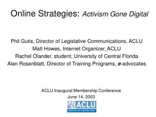 Online Strategies: Activism Gone Digital