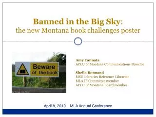 Banned in the Big Sky : the new Montana book challenges poster