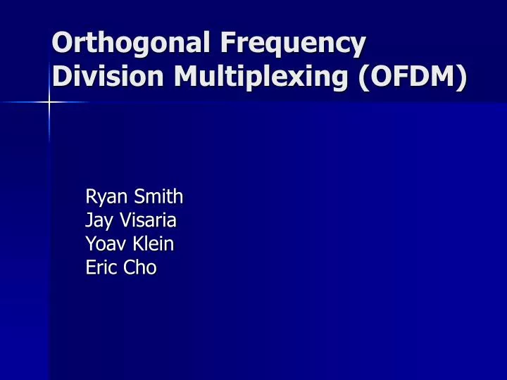 orthogonal frequency division multiplexing ofdm