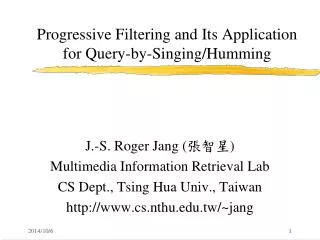 Progressive Filtering and Its Application for Query-by-Singing/Humming