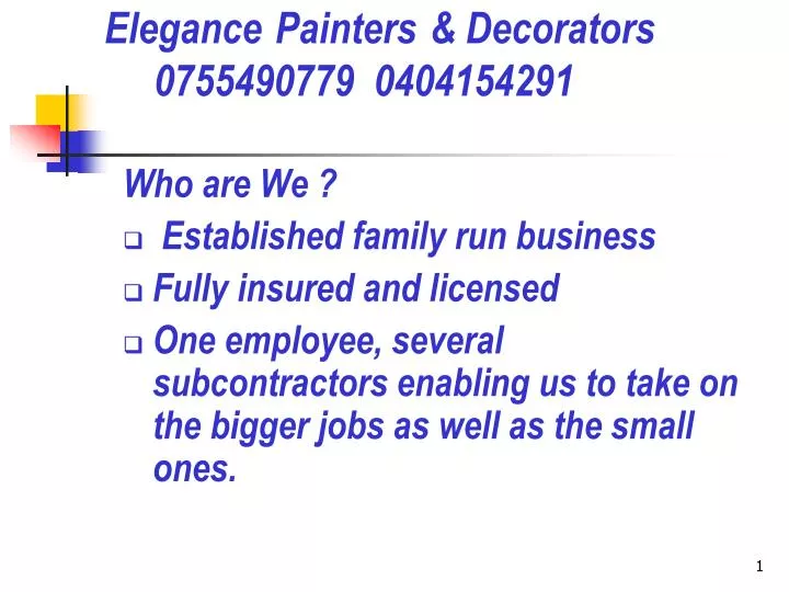 elegance painters decorators 0755490779 0404154291