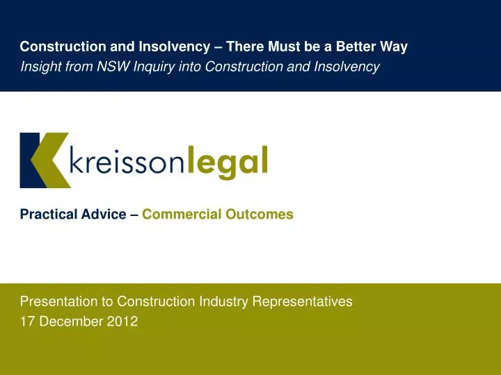 presentation to construction industry representatives 17 december 2012