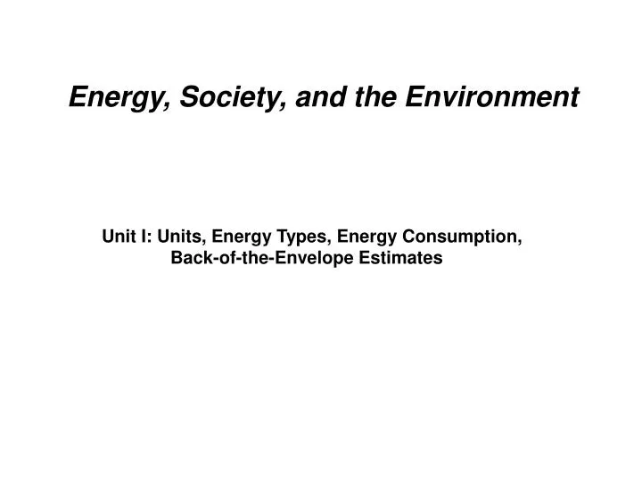 energy society and the environment