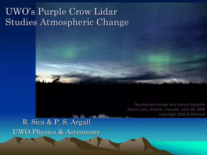 uwo s purple crow lidar studies atmospheric change